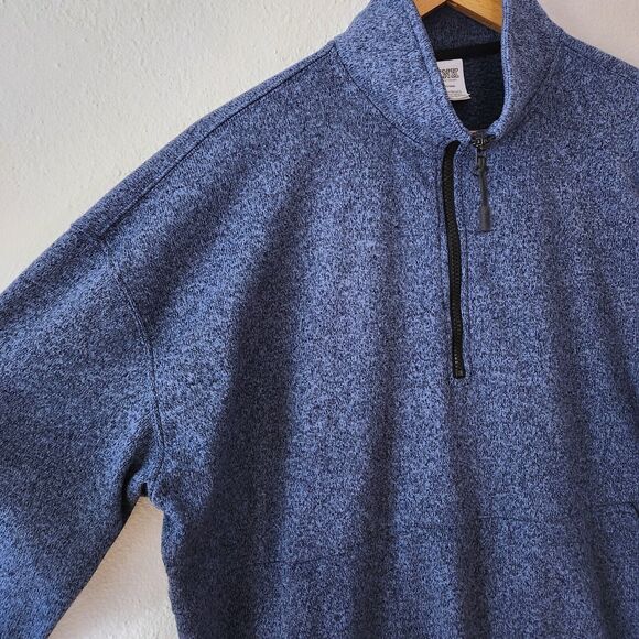 Victoria's Secret PINK Fleece Sweatshirt Heather Blue Pullover Quarter Zip Knit - Picture 6 of 8